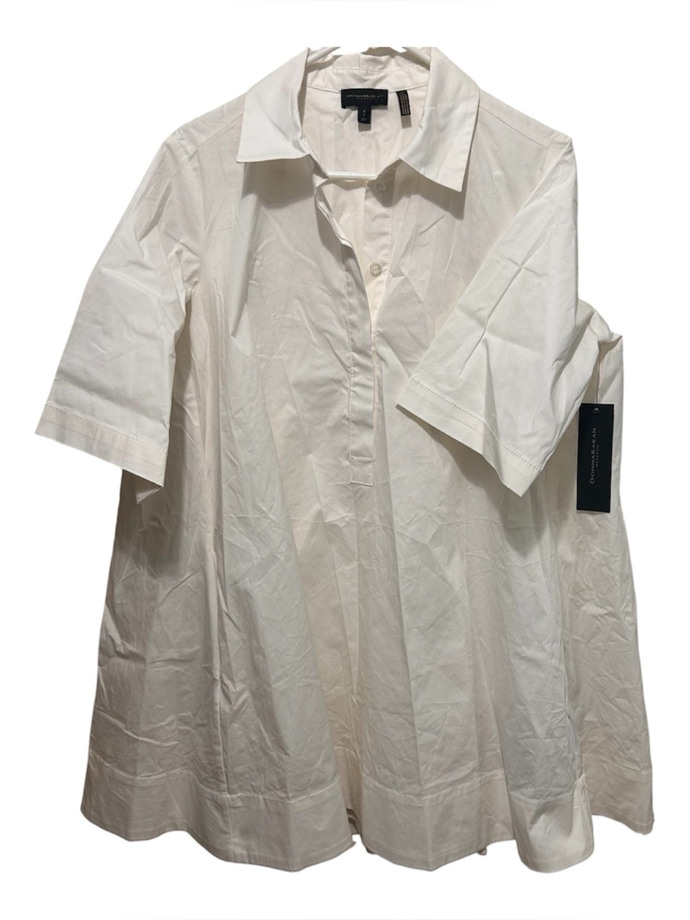NWT Donna Karan Weekend Size Small A-Line Tunic Top White Pockets Lagenlook